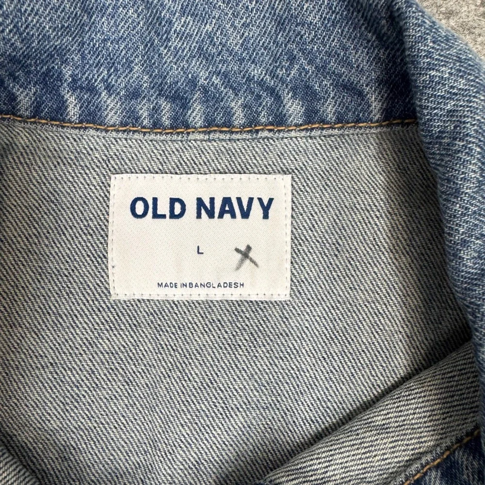 Old Navy Womens Denim Trucker Jean Jacket Blue Classic‎ Relaxed Fit Size Large